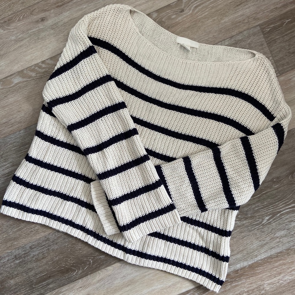 Striped boat neck sweater